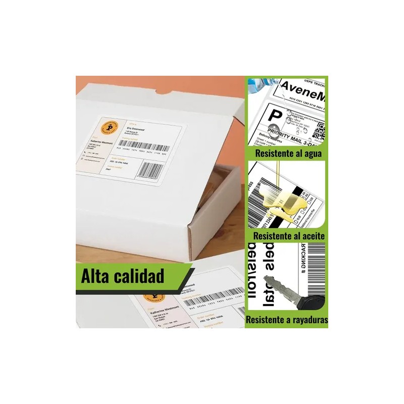 1000 Etiqueta Térmica Directa 4x6 Papel Adherible Blanco Para Impresora