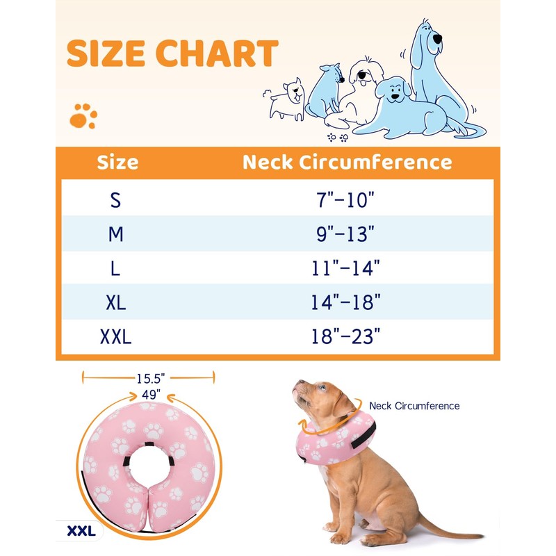 Supet Supet Inflatable Dog Cone Collar Alternative After Surgery, Dog