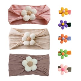 3 Pieces Flower Baby Headbands, 5 Pieces Flower Hair Clips, Baby Girl Hair Accessories, Baby Hair Clips, Baby Flower Headbands, Newborn Headbands, Baby Flower Headbands