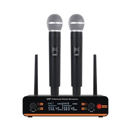 micfuns D20 Professional Wireless 2 Handheld VHF 230-250 MHZ Microphone System 100m distand for Karaoke,Party, Speech (D20-2)