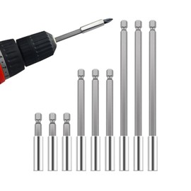 LightBeacon Pack of 9 Bit Extension, Magnetic Bit Extension, 1/4 Inch Hex-Shank Bit Holder Long, Bit Holder Magnetic 60/100/150 mm Holder Drill Extension Rod