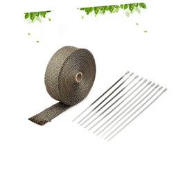 FELTECHELECTR Titanium Exhaust Wrap Heat Insulation Tape with Stainless Steel Ties Engine Hoses Reduces Heat for Cars Motorcycles Fitment for Performance Parts