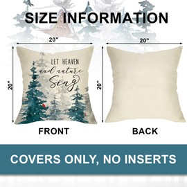 Ussap Winter Wonderland Decorative Throw Pillow Covers 20x20 Set of 4, Snowy Forest Cardinal Red Bird Deer Fox Rabbit Cushion Case Decor, Farmhouse Christmas Holiday Seasonal Home Decor for Couch PC