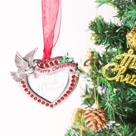 Christmas Tree Ornaments Home Decor Christmas Decorations Xmas Gifts Decorations Holiday Keepsake Gift Pendant Can Insert Photos (Red Dove)