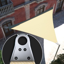 Royal Shade 12' x 12' x 12' Beige Triangle Super Ring Sun Shade Sail Canopy RSAWTN, Heavy Duty Durable Structure, Reinforced Corners & Edges, 260 GSM Permeable Fabric (We Make Custom Size)