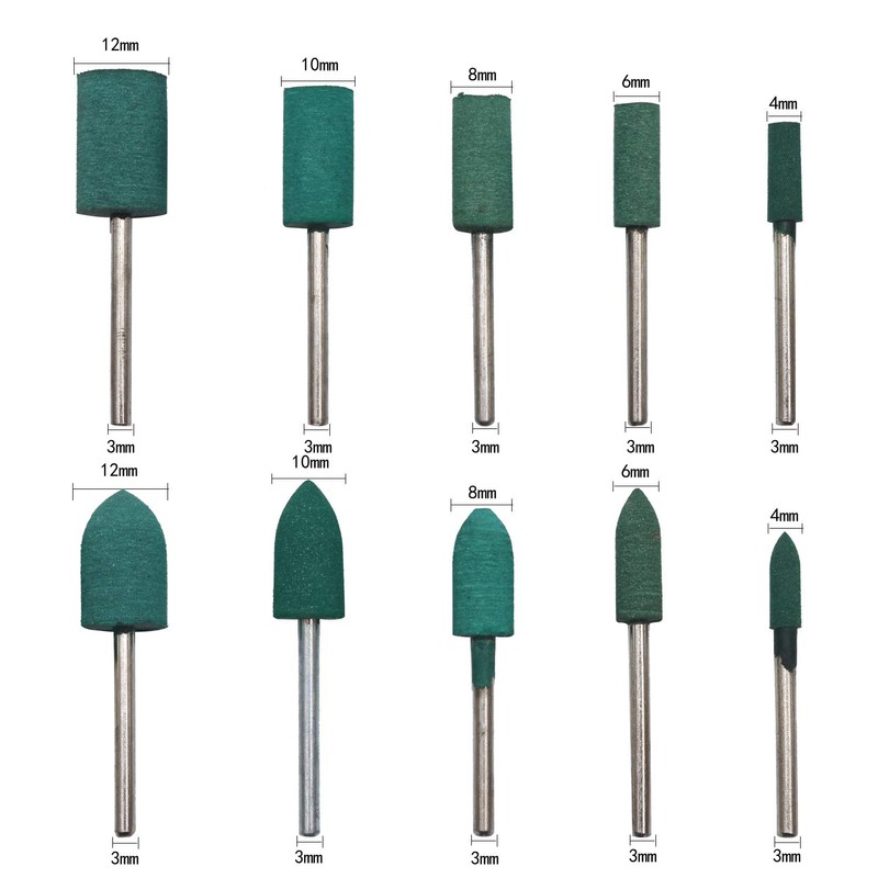 HEYMOUS Rubber Polishing Bits Polishing Drill Bit Green Buffer Abrasive