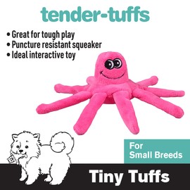 SmartPetLove - Tender-Tuffs - Tiny Plush Dog Toys for Puppies and Small Breeds - Stuffed Pink Octopus with Puncture Resistant Squeaker