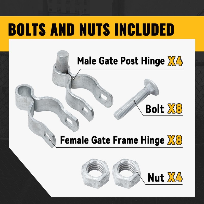 VIVIDA 1-5/8" Chain Link Gate Hinge Kit, Include Female &