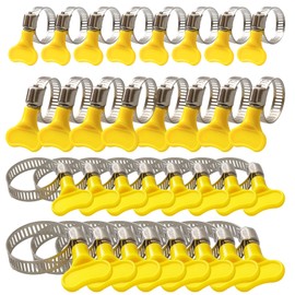 32pcs Jubilee Clips, Hose Clips, Jubilee Clip, with Handle Adjustable Stainless Steel 10mm-44mm Range Garden Hose Clamp Tightening Pipe Clips Hose Clamps with Plastics Handle for Flexible Hose Tube ﻿