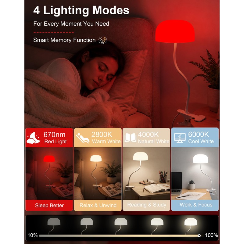 LemSen Clip on Light for Bed, Headboard Reading Lamp, Dorm
