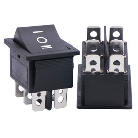 Twidec/2Pcs Rocker Switch 6 Pins 3 Position ON/Off/ON AC 10A/125V 6A/250V DPDT Car Boat Black KCD4 Rocker Switch Toggle KCD2-203