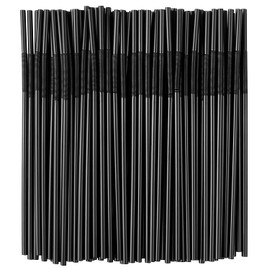 300 Pcs Black Flexible Plastic Straws, BPA-Free Disposable Bendy Straws, 10.2" Long and 0.23'' Diameter