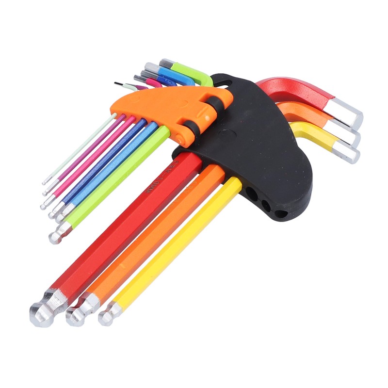 9Pcs Hex Wrench Ball End Colourful Long Arm Metal Key