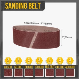 CoCud 3 x 18 Inch Sanding Belt, 20 Pcs 40/60/80/120/150/240/400 Grit Knife Sharpener Belts Work Sharpening for Belt Sander Knife Carving Tool Metal Working