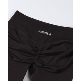 AUROLA - Pantalones cortos de entrenamiento para mujer, 2.5 3.5 4.5 5.5 6.5 sin enrollar, a prueba de sentadillas, sin costuras, compresión para gimnasio, Café, M