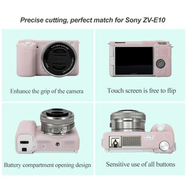 Pocoukate Case for Sony ZV-E10 Vlog Camera, Soft Silicone Protective Cover Skin with ZVE10 Screen Protector Accessories for Sony Alpha ZVE10 / ILCZV-E10L Camera Silicone Case - Jelly-Pink
