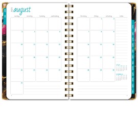 HARDCOVER Academic Year 2025-2026 Planner: (June 2025 Through July 2026) 5.5"x8" Daily Weekly Monthly Planner Yearly Agenda. Bookmark, Pocket Folder and Sticky Note Set (Dark Gold Marble)