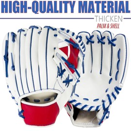 Baseball Glove, Baseball Softball Mitt with Ball for Kids Youth Adults Training and Beginner, Right Hand Throw, Left Hand Glove (Blue White, 12.5in)