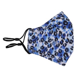 Reusable Washable 3 Layers Cotton Cloth - Blue & White - Leopard Print, One Size Fits Most