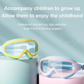 BINGONE HD children's large frame waterproof and anti-fog swimming goggles, Kids Swim Goggles Age 2-6, Toddler Goggles No Tangle,G oggles for Kids Toddler 3-15 (E)