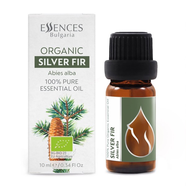 Essences Bulgaria Organic Silver Fir Essential Oil 1/3 Fl Oz | 10ml | Abies alba | 100% Pure and Natural | Undiluted | Therapeutic Grade | Family Owned Farm | Steam-Distilled | Non-GMO | Vegan