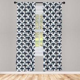 Ambesonne Penguin Window Curtains, Animal Print Themed Continuous Pattern with Birds, Lightweight Decor 2-Panel Set with Rod Pocket, Pair of - 28" x 95", Slate Blue