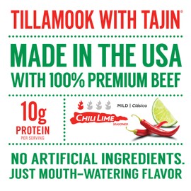 Tillamook Country Smoker Tajín Flavored Chili Lime Beef Jerky,High Protein, Ready to Eat Snacks, Savory and Tangy Flavor, On-the-Go Snack, 6.5 Ounce