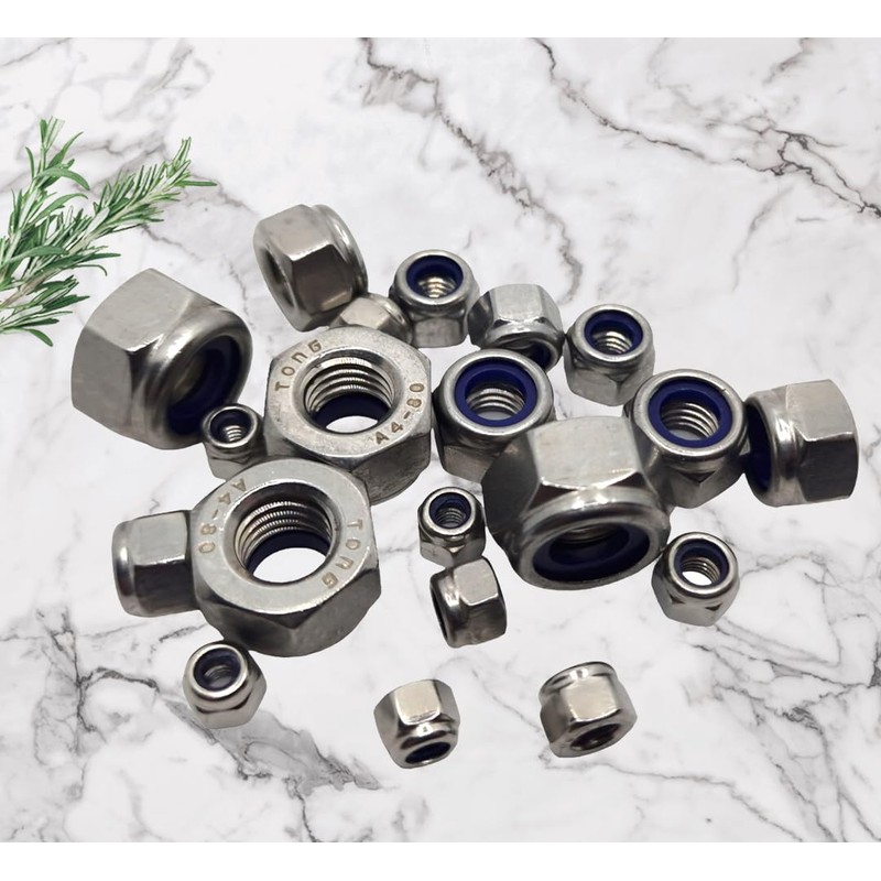 M5 Self-Locking Nuts Marine Grade Lock Style in A4 Stainless