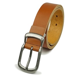 Nippon de Handmade Japanese Leather Belt | Made in Japan | Unisex Casual Leather Belt | for Men for Women | Himeji Leather | Full Grain Leather Belts | 38mm(1.5") | BLLB0355 (Caramel Brown)