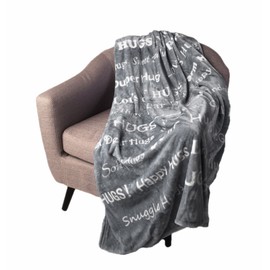 BlankieGram “Hugs” Plush Throw Blanket- Inspired Gift Ideas for The Entire Family, Comfort Gifts, Grey