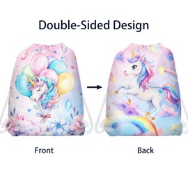 12 Unicorn Drawstring Non-Woven Bags Cartoon Unicorn Theme Picnic Organizer Bag Outdoor Sports Backpack Fitness Travel, 2 Design