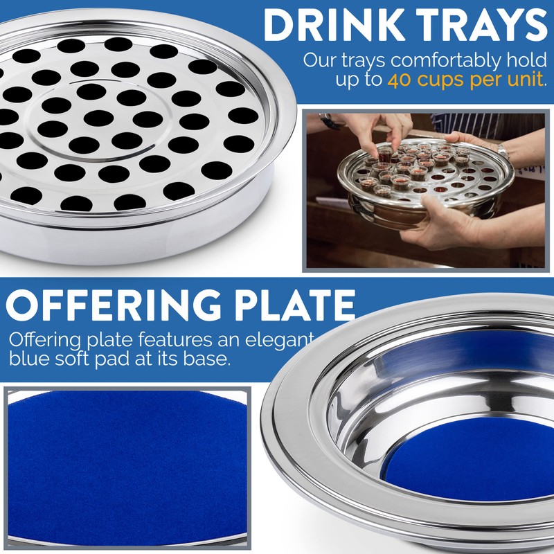Steadfast Selections (Cup Tray) Silver Premium Communion Trays for Churches
