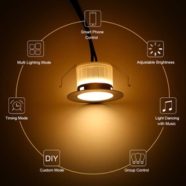 Bluetooth RGB LED Floor Installation Beam Outdoor 0.5 W Diameter 45 mm IP67 Waterproof LED Recessed Spotlight Patio Kitchen Garden LED Lamp Full Kit