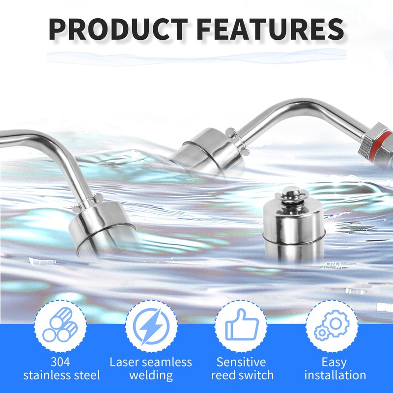 FOCMKEAS Stainless Steel Float Switch Water Level Sensor Side Mounted