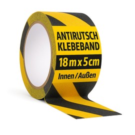 notlok Safety Work - Non-Slip Tape [18 m x 5 cm ] Black/Yellow | Grip Tape for Indoor and Outdoor Use | Grip Tape, Non-Slip Strips, Stair Steps, Non-Slip Strips