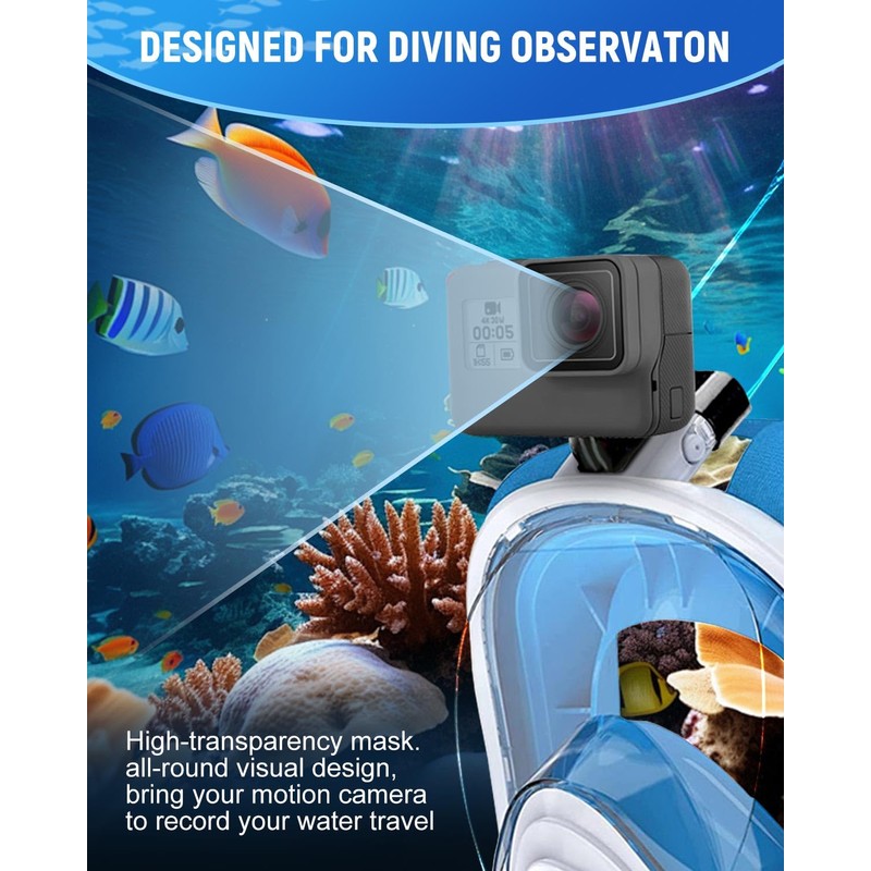 Full Face Snorkel Mask 180° Panoramic View Anti-leak Anti-fog Snorkeling