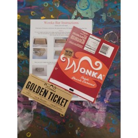 CUSTOM MADE Willy Wonka Dazzle Caramel Wrapper Golden Ticket Replica (NO Chocolate Included)