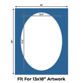 CountryArtHouse Royal Blue Acid Free 16x20 Oval Picture Frame Mat with White Core Bevel Cut for 13x18 Pictures - Fits 16x20 Frame - Pack of 25 Matboard Show Kits with Acid Free Backings & Clear Bags