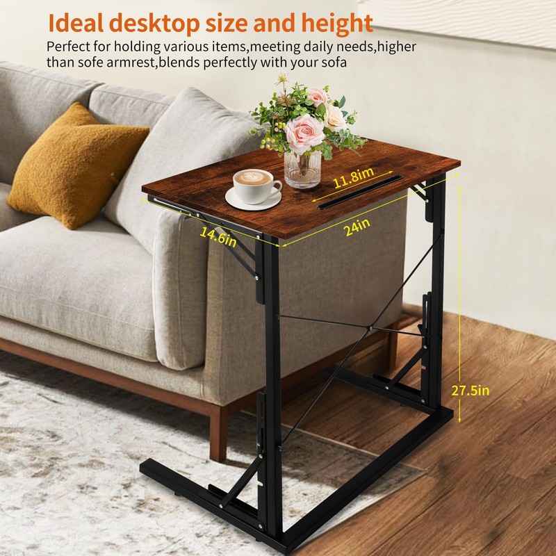 Biinocom 24 inch Foldable TV Tray Table, Foldable Portable C-Shaped