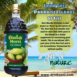 BULA NONI FRUIT JUICE NONI FRUIT JUICE - Wellbeing Drink (33.8 Oz Bottle) *DrinkNoni.com