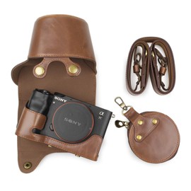 MUZIRI KINOKOO Funda protectora compatible con Sony A7C Alpha 7C y lente de 28-60 mm con correa para el hombro y bolsa de almacenamiento, color café