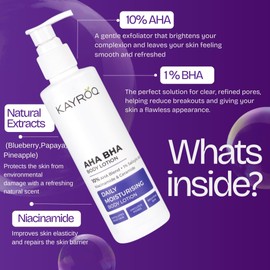 KAYROQ AHA BHA Body Lotion, 10% AHA + 1% Salicylic Acid, Daily Moisturising with Niacinamide & Ceramide