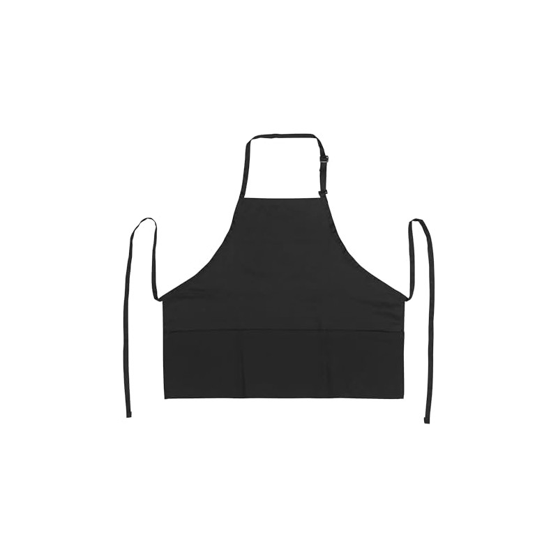 WINCO 3 Pocket Bib Apron, Black