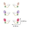 MAQVQLU Tulip Pearl Stud Earrings - Front and Back Earrings