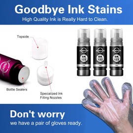 Hunggoo 522 Black Ink Bottle Refill Work with ET-2720, ET-2800, ET-2803, ET-4800,ET-4700,ET-2400 ET-2840,ET-4810 Printer, 522 Ink Black 3 Pack