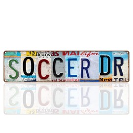 Vintage Soccer Ave Wall Decor Street Signs Soccer Drive Metal Sign Soccer Gifts Football Wall decor Sports Art for Home Garage Kids' Room Bedroom Accessories 16 x 4 In