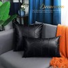 BRAWARM Faux Leather Pillow Covers 12 X 20 Inches, Black