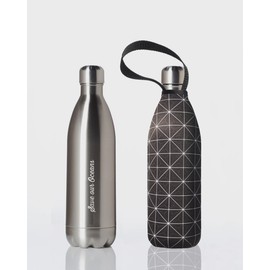 BBBYO Silver Stainless Steel Water Bottle with Cover 1 Litre - Squared