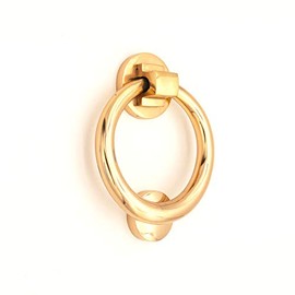 Classic 5” Stylish Ring Shaped Door Knocker Front Door Furniture in Various Finishes (Polished Brass)