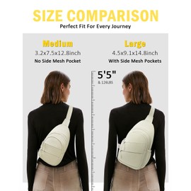 Crossbody Bags for Women, Sling Bag for Men, Small Hiking Backpack Anti Theft Lightweight for Outdoors Travel, Beige, Large